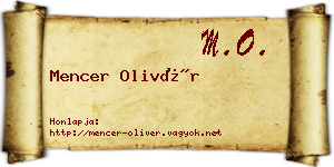 Mencer Olivér névjegykártya